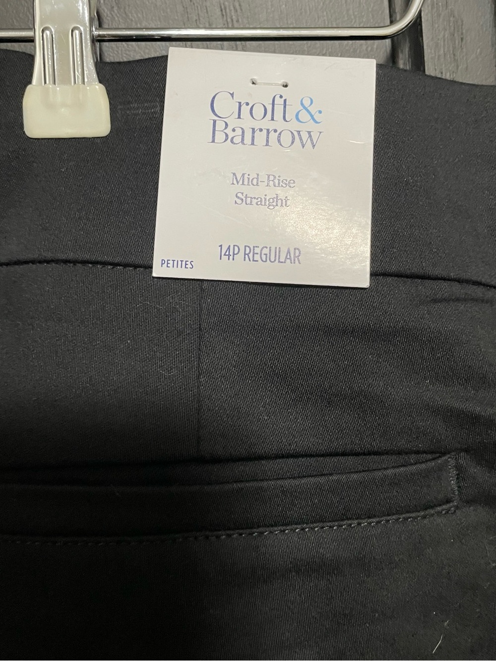 New Croft&Barrow Mid Rise Straight Classic Pull-On Pants Black 14 P regular NWT - Picture 4 of 5